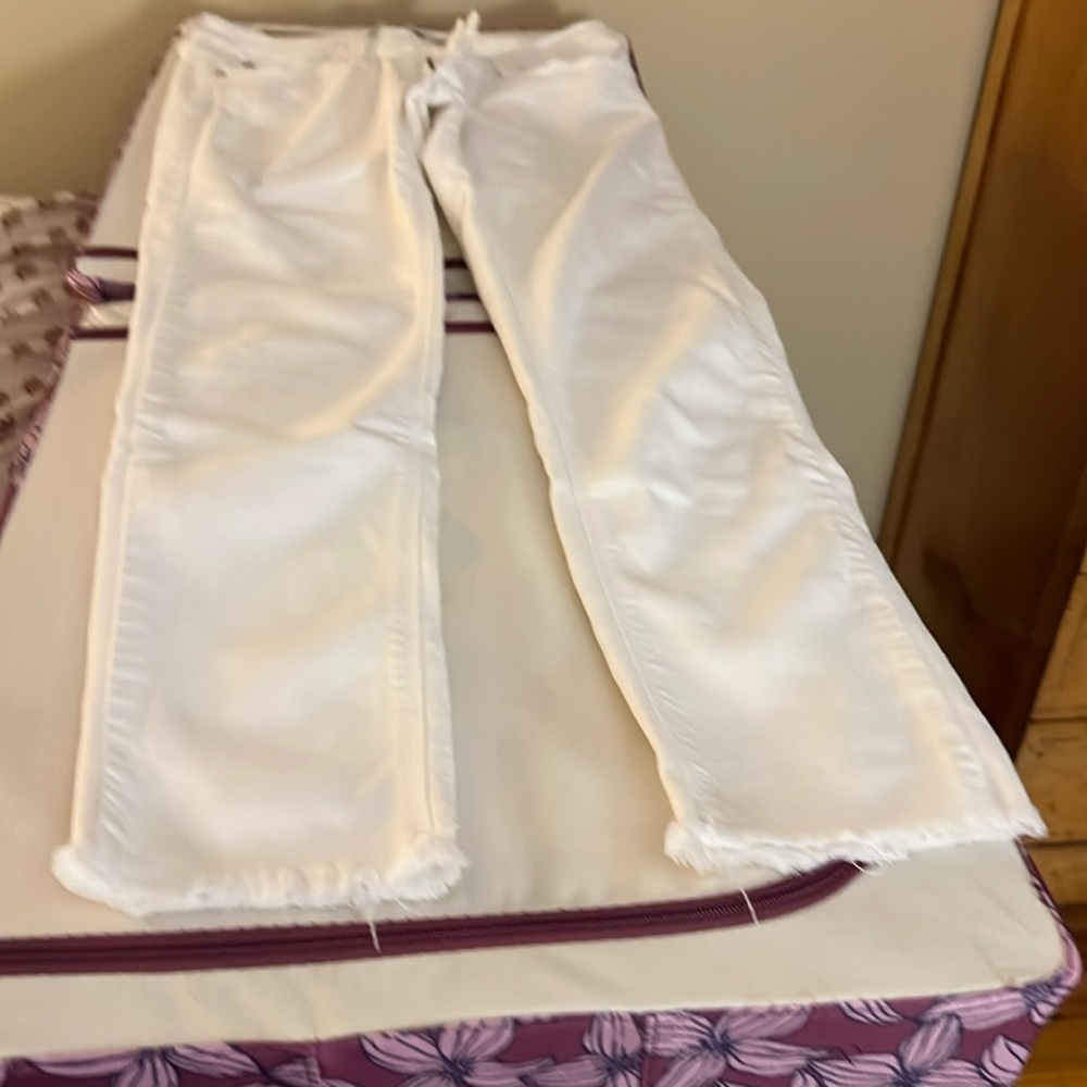 Worn 2xs just black white stretch jeans size 29 skinny fit frayed at the bottom